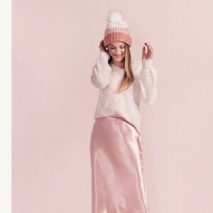 NWT LC Lauren Conrad Pink Satin Maxi Skirt